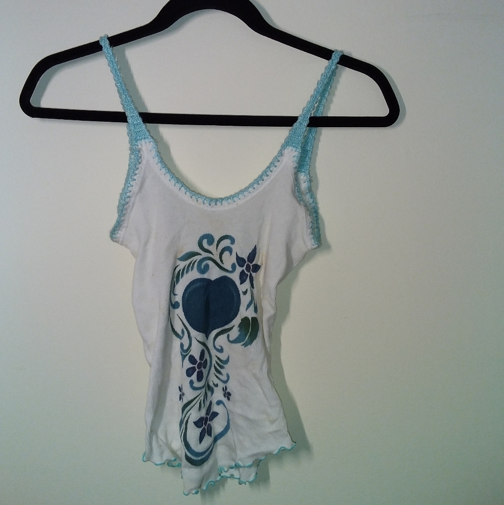 Bebe camisole floral printed crochet straps tie dye project cami stains heart os
